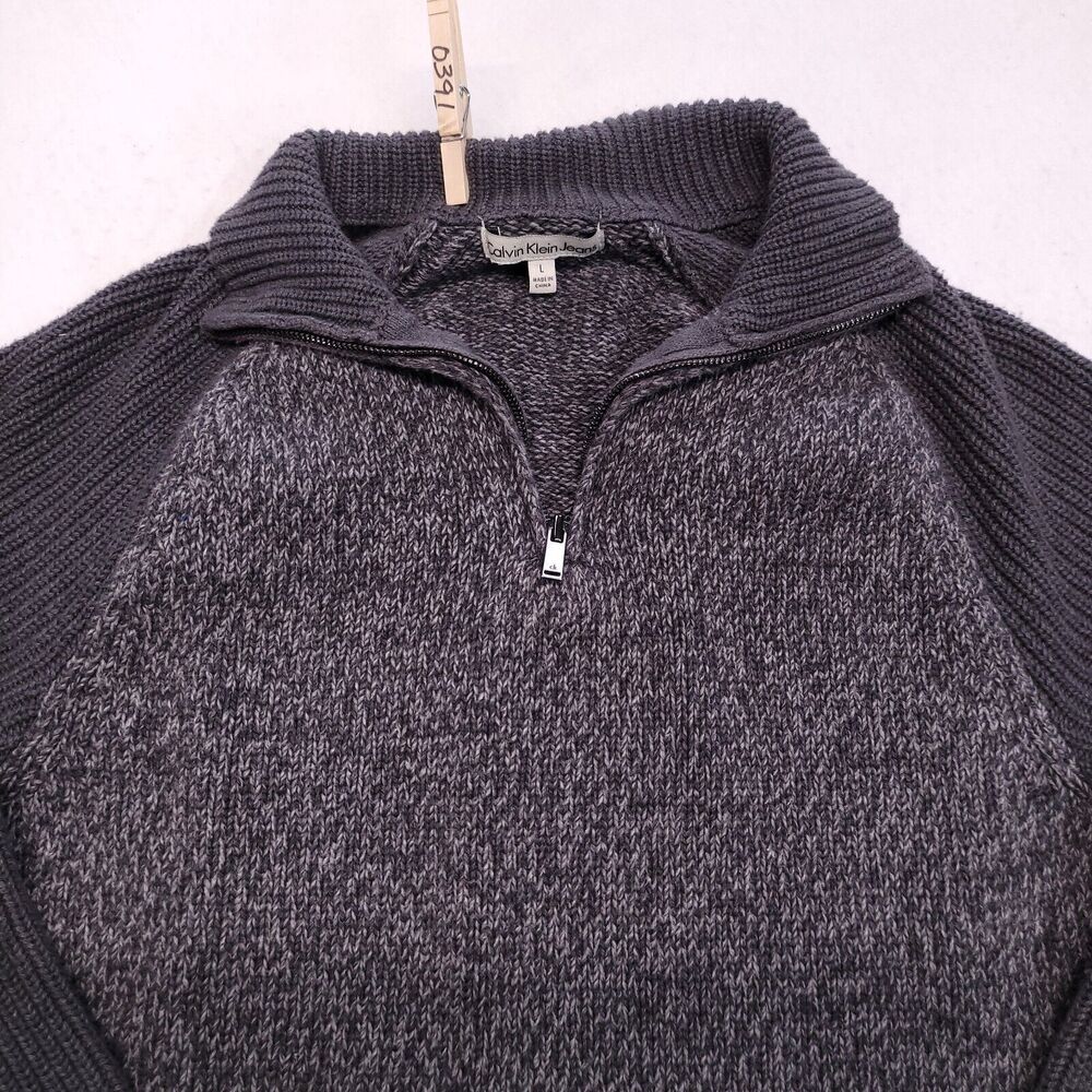 Calvin Klein Jeans Pullover Long Sleeve Zip Up Jacket Womens Size Large L Gray